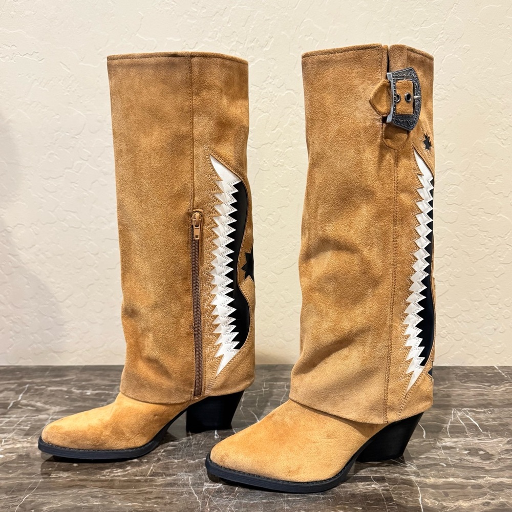 Zodiac Rowena Wings Faux Suede Embellished Western Boots - Picture 13 of 13